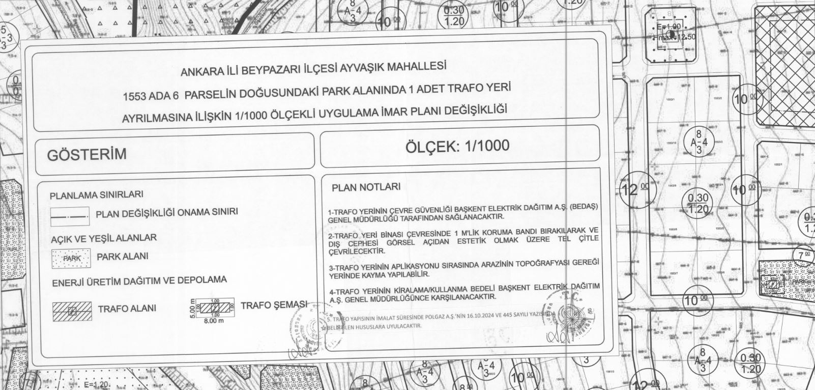 Ayvaşık Mahallesi 1553 Adanın Doğusunda Yer Alan Park Alanında Trafo Yeri Uip Değişikliği Askı İlanı Hk.