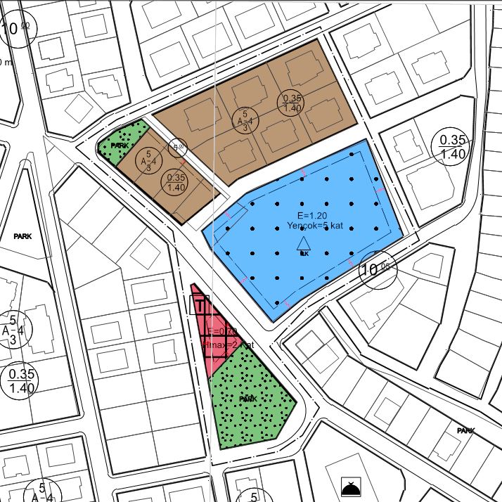 Hacıkara Mahallesi 111, 631 ve 2092 adalar, 423 ada 1 parsel ve kuzeyine ilişkin 1/1000 ölçekli uygulama imar planı değişikliği