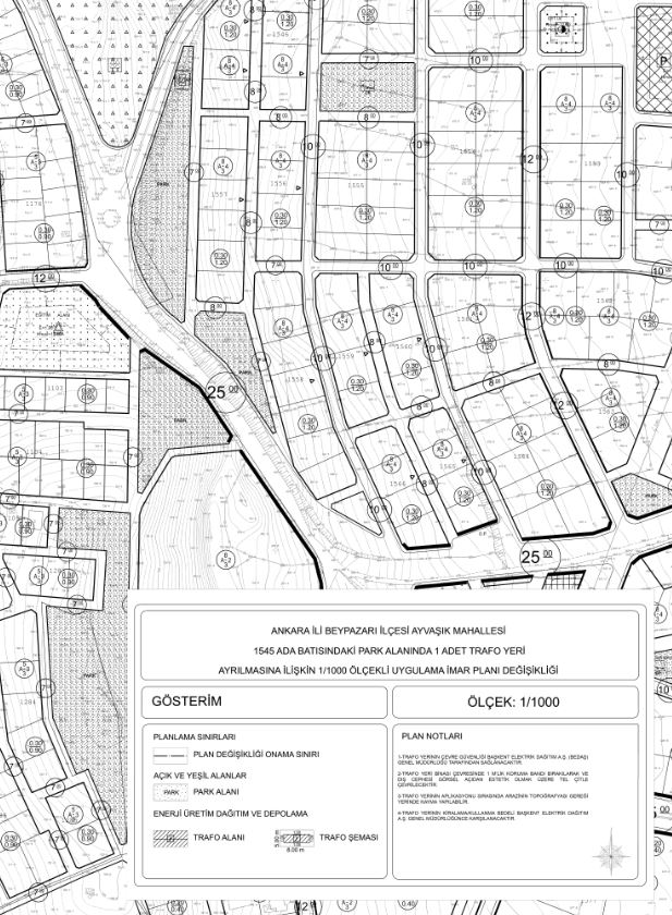 Ayvaşık Mahallesi 1545 Adanın Batısındaki Trafo Yeri 1/1000 ölçekli Uygulama İmar Planı askı ilanı hk.